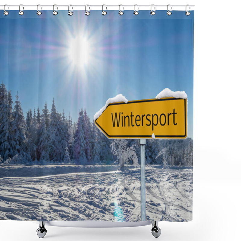 Personality  Winter Sport Sign Arrow In German Shower Curtains