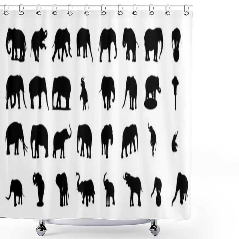 Personality  Elephant Silhouette Vector Set Shower Curtains