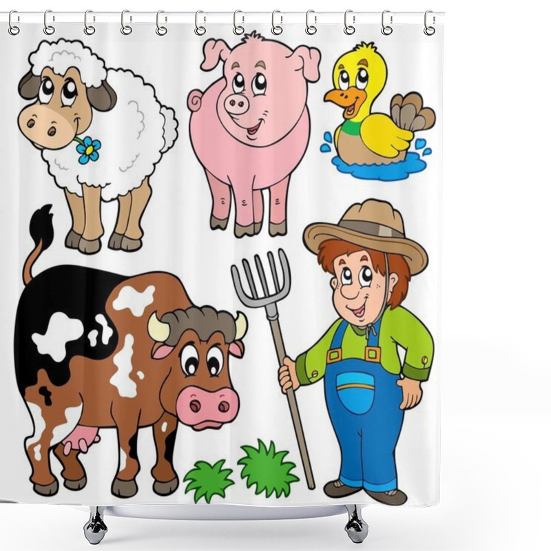 Personality  Farm Cartoons Collection Shower Curtains