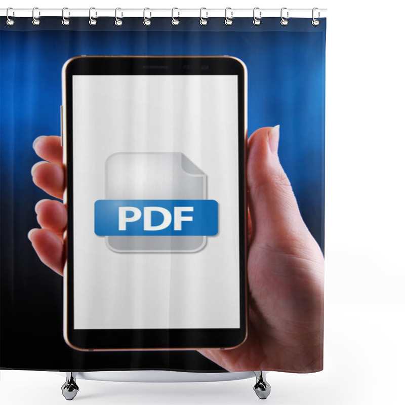 Personality  A Smartphone Displaying The Icon Of PDF File Shower Curtains