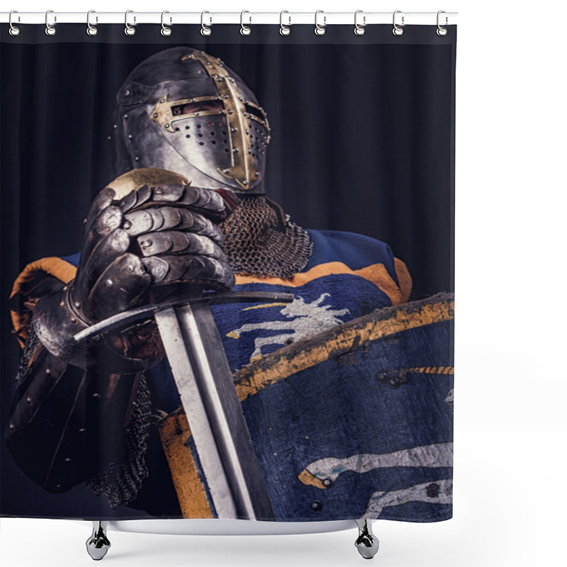 Personality  A Knight With A Sword And Helmet Shower Curtains