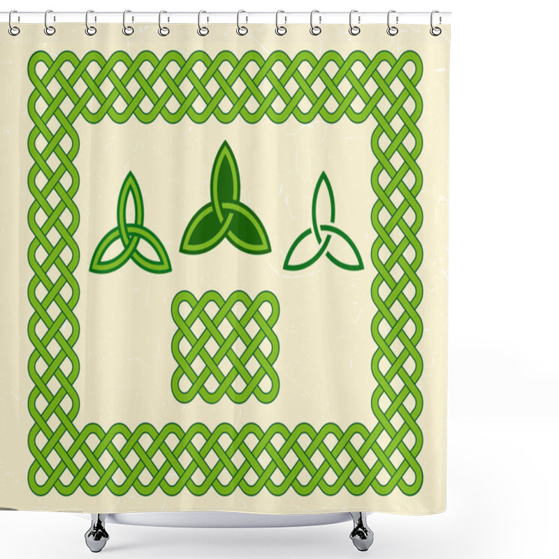 Personality  Green Celtic Style Frame And Elements Shower Curtains