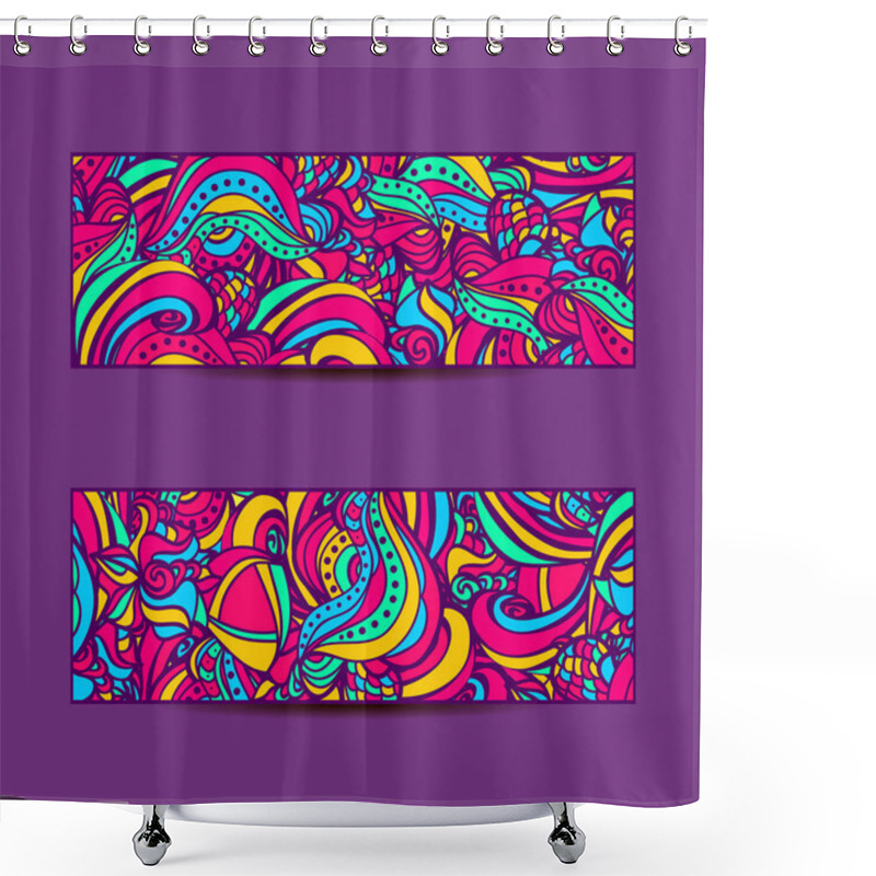 Personality  A Set Of  Vector Banners Shower Curtains