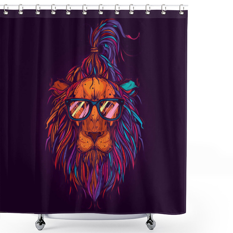 Personality   Lionneon_01 Shower Curtains