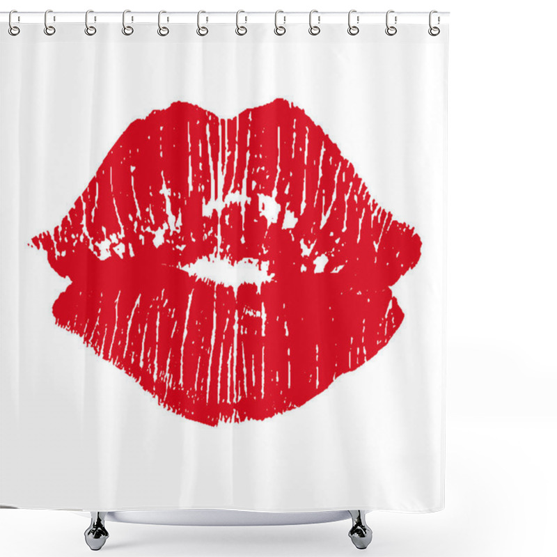 Personality  Print Of Red Lips. Vector Illustration On A White Background. EPS Shower Curtains