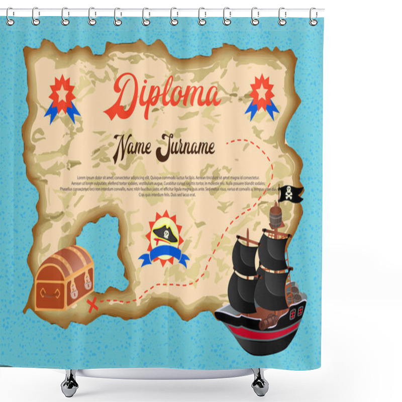 Personality  Diploma Of The Winner In The Quest Search Of Pirate Treasure Shower Curtains