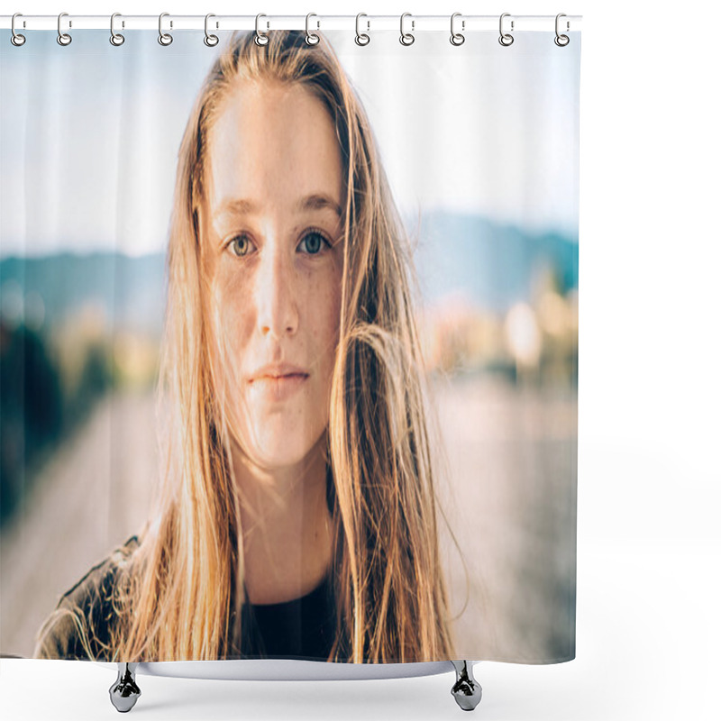 Personality  Portrait Of Teen Girl Shower Curtains