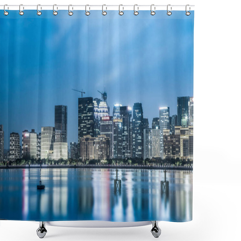 Personality  Night View Of Architectural Landscape And Urban Skyline In Hangz Shower Curtains