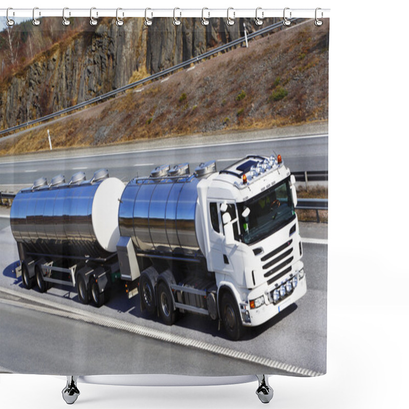 Personality  Fuel Truck On The Move Shower Curtains