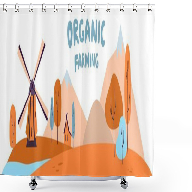 Personality  Vector Illustration Of Agriculture, Farm Land, Field. Shower Curtains