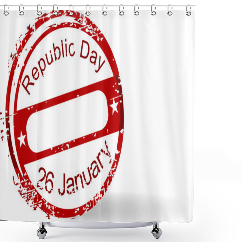 Personality  Red Grunge Rubber Stamp Of Republic Day On White Background. Vec Shower Curtains