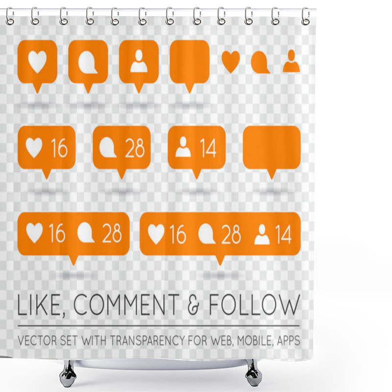 Personality  Vector Like, Follower, Comment  Shower Curtains