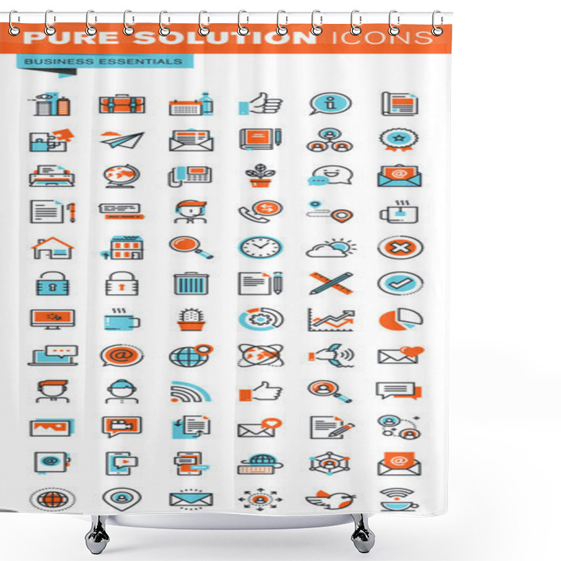 Personality  Thin Line Web Icons For Business, Office, Communication, Online Support, Social Media, Networking, Digital Marketing, For Websites And Mobile Websites And Apps. Shower Curtains