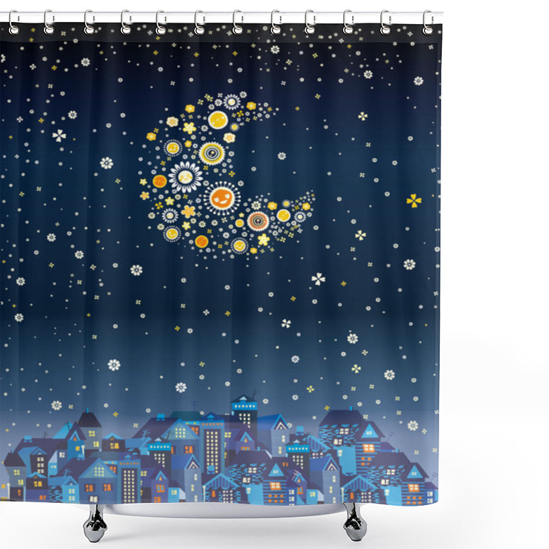 Personality  Beautiful Night City With The Stars  Shower Curtains