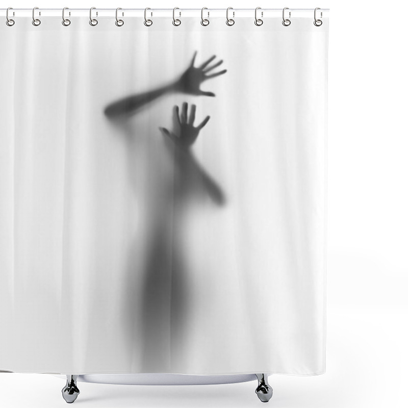 Personality  Scary Human Silhouette Behind A Diffuse Surface Shower Curtains