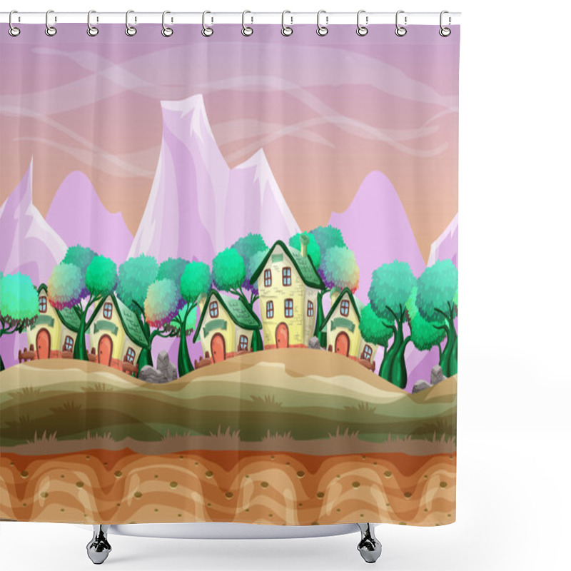 Personality  Seamless Cartoon Vector Landscape With Separated Layers For Game And Animation Shower Curtains