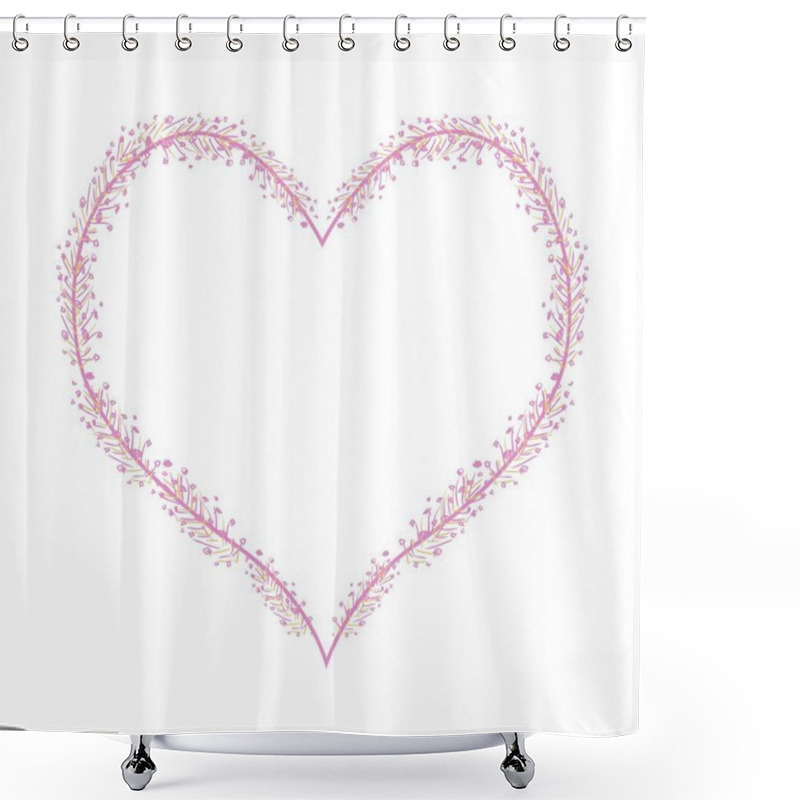 Personality  Pink Flower Buds In A Heart Shape Shower Curtains