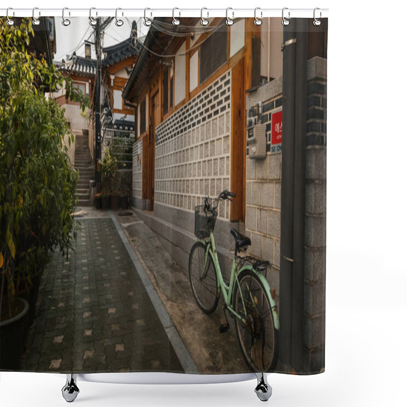 Personality  Traditional Korean Architecture Old Houses And Street View At Bukchon Hanok Village Seoul South Korea Shower Curtains