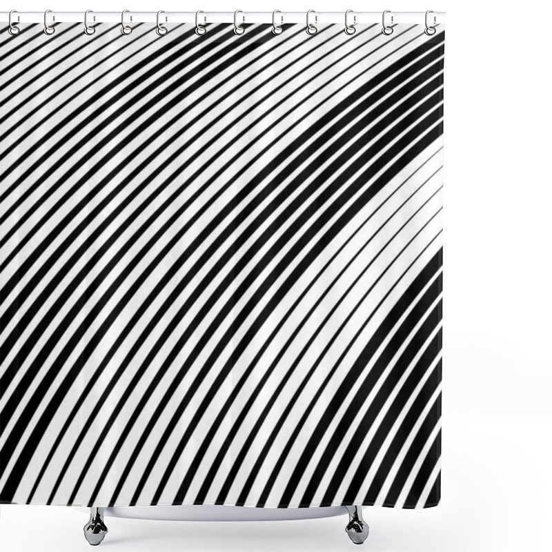 Personality  Black Vector Random Curved Oblique Triangles. Diagonal Shapes. Shower Curtains