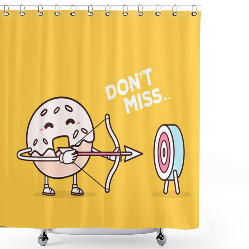 Personality  Cartoon Donut Concept. Doodle Style. Shower Curtains