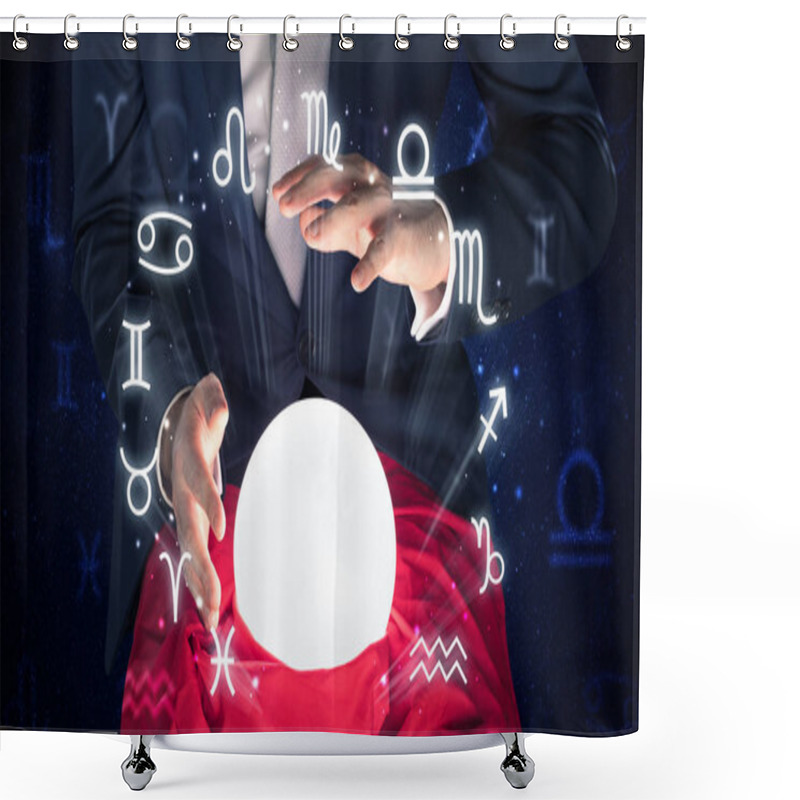 Personality  Astronaut Looking For Inspiration In His Crystal Magic Ball Shower Curtains