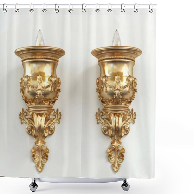 Personality  Elegant Golden Wall Sconces With Intricate Designs, Adding A Touch Of Luxury To Any Interior. Shower Curtains