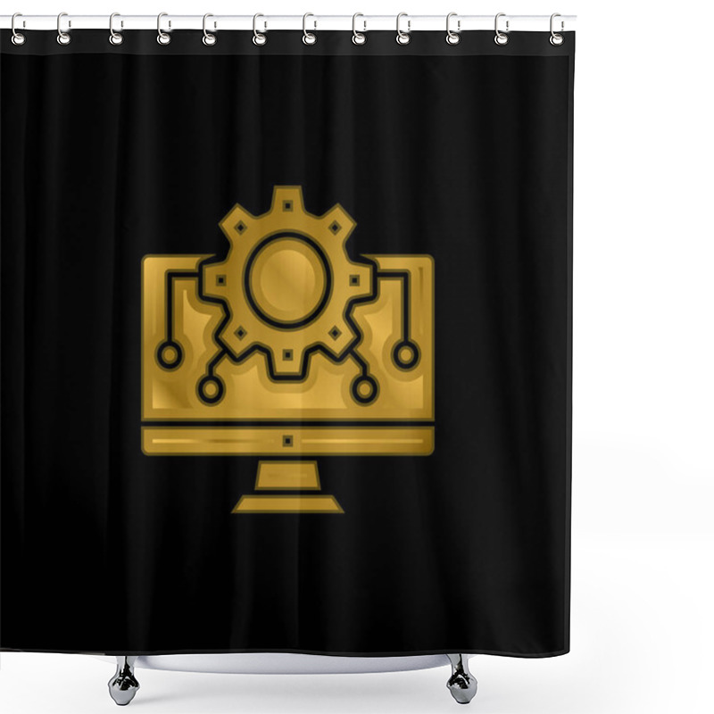 Personality  Algorithm Gold Plated Metalic Icon Or Logo Vector Shower Curtains