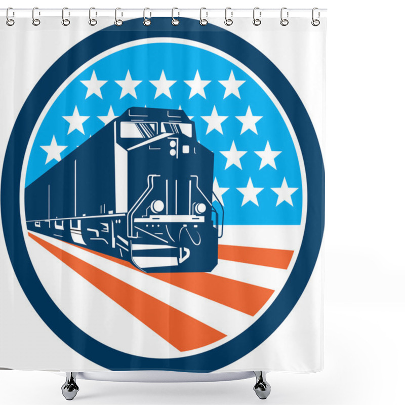 Personality  Diesel Train American Stars Stripes Retro Shower Curtains