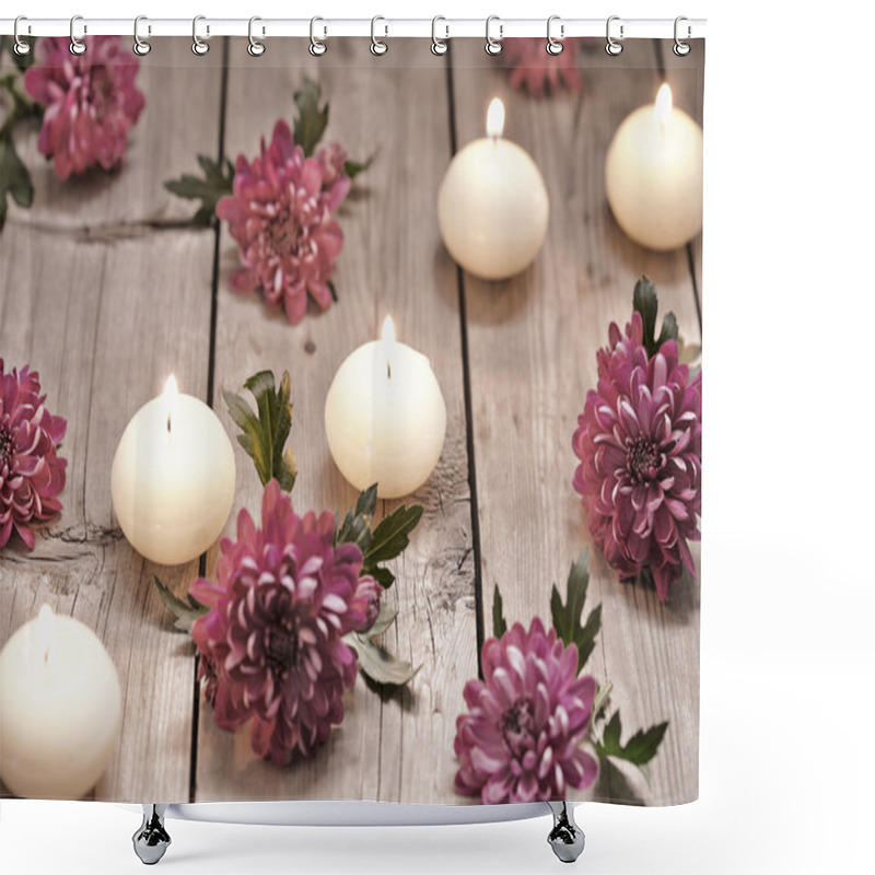 Personality  Spa Theme With Candles And Flowers Shower Curtains