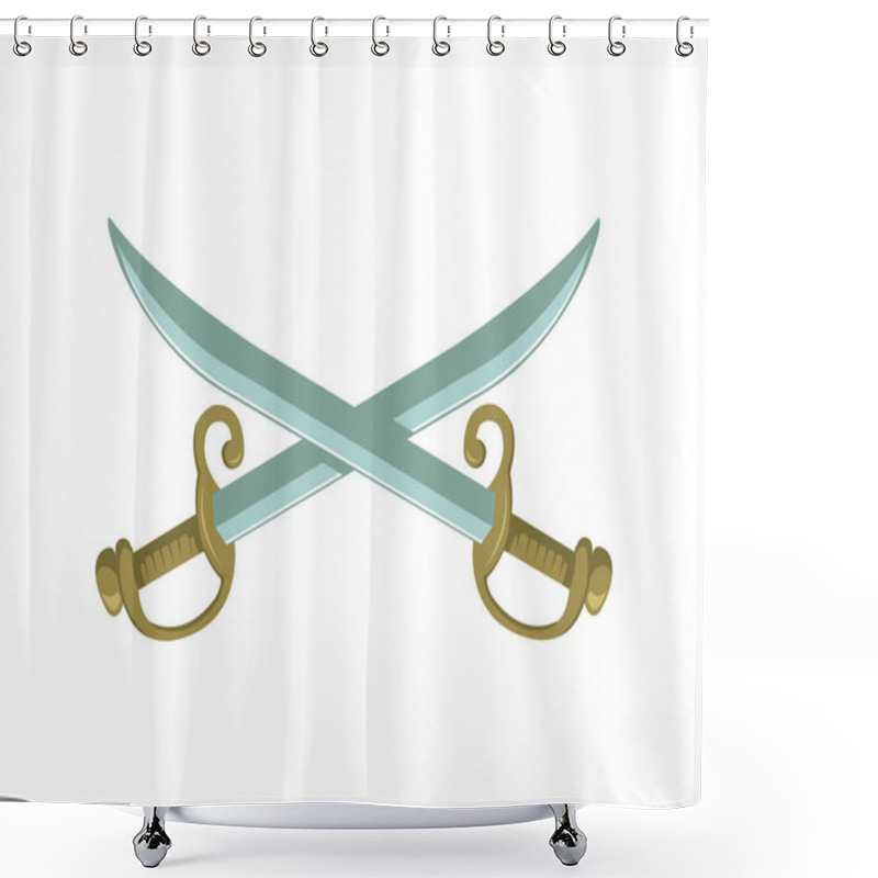 Personality  Crossed Swords, Sabers Vector Illustration Shower Curtains