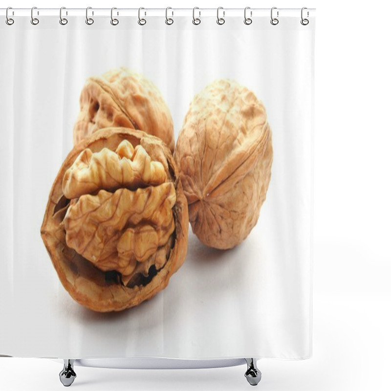 Personality  Closeup Of A Walnut Shower Curtains