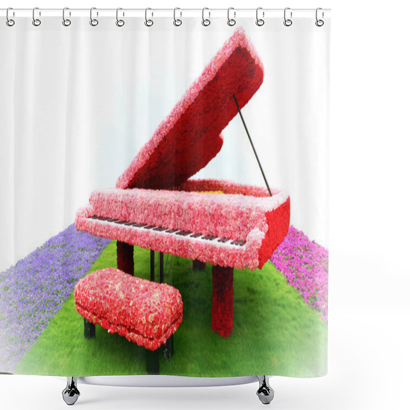 Personality  Piano On Grass Shower Curtains