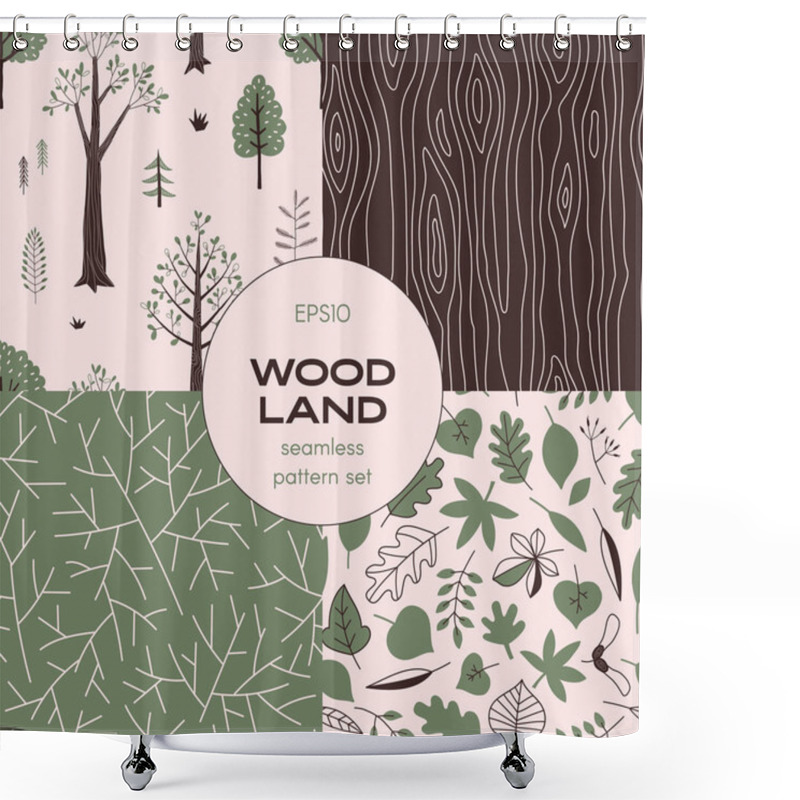 Personality  Forest Wildlife Childish Vector Seamless Pattern Set. Shower Curtains