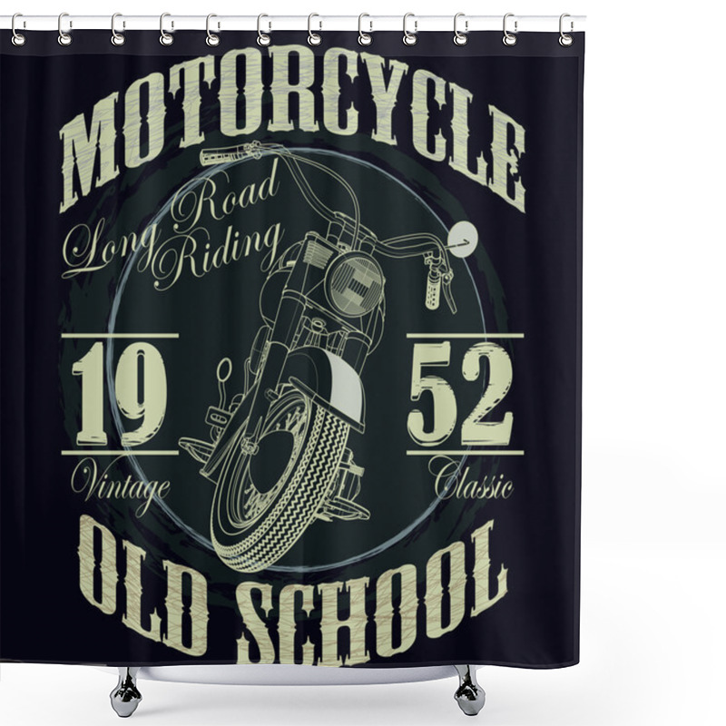 Personality  Motorcycle Racing Typography Graphics. Racing. T-shirt Design, V Shower Curtains