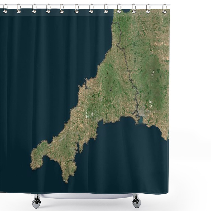 Personality  Cornwall, Administrative County Of England - Great Britain. Low Resolution Satellite Map Shower Curtains