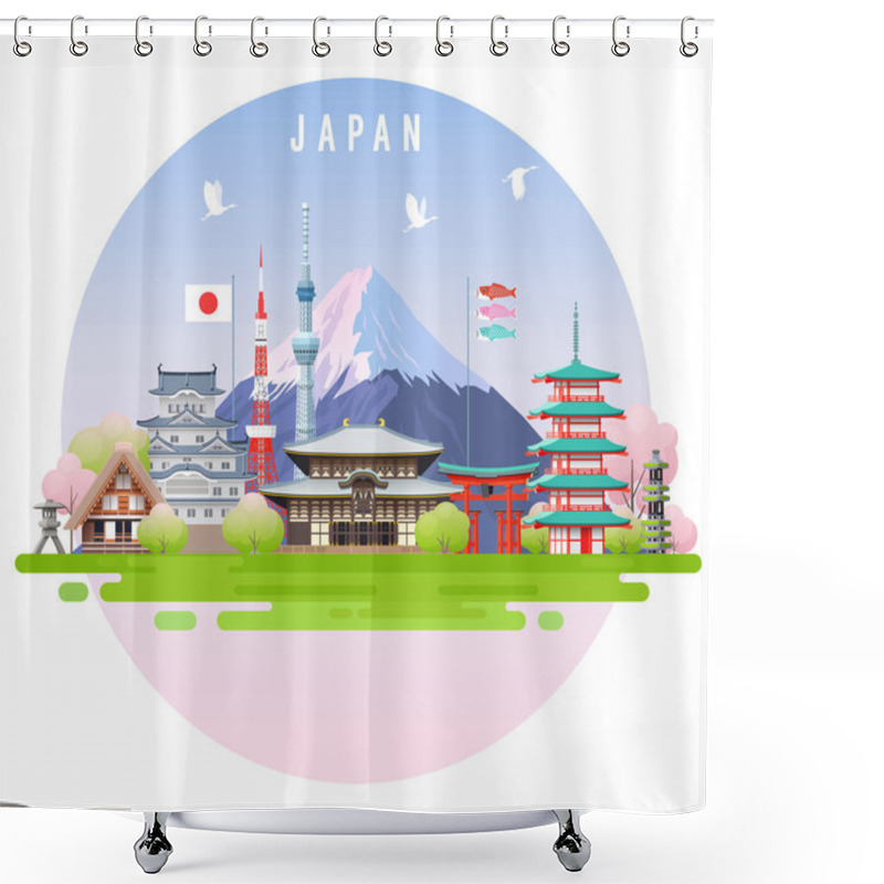 Personality  Japan Travel Infographic. Shower Curtains