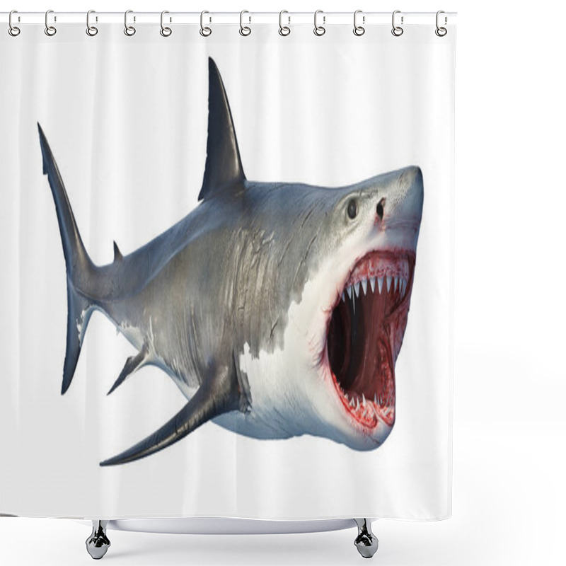 Personality  White Shark Marine Predator Big Open Mouth Shower Curtains