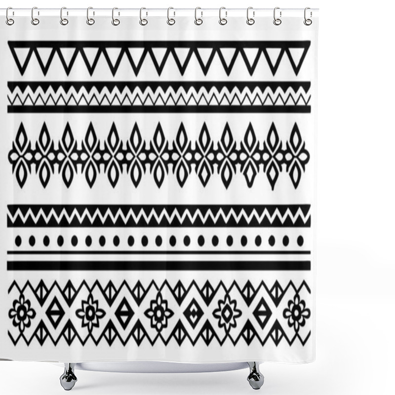 Personality  Hand Drawn Border Ethnic For Fabric Patterns Vector Illustration Shower Curtains