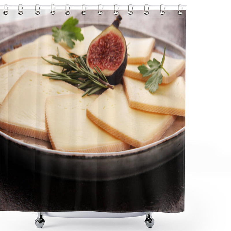 Personality  Raclette Cheese Sliced. Very Delicious Swiss Raclette On Rustic  Shower Curtains