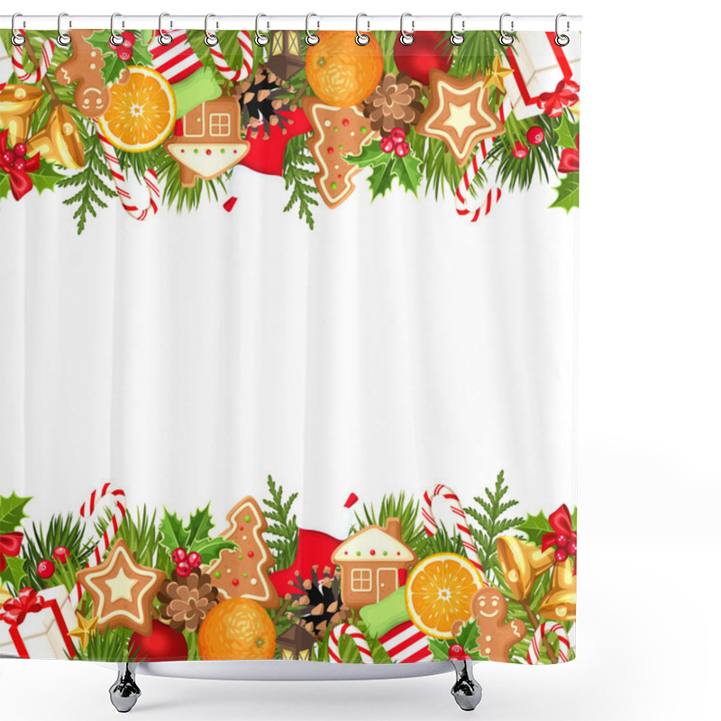 Personality  Christmas Horizontal Seamless Background. Vector Illustration. Shower Curtains