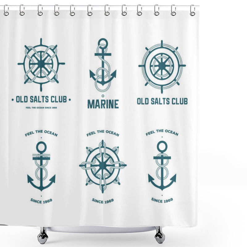 Personality  Anchors And Steering Wheels Shower Curtains