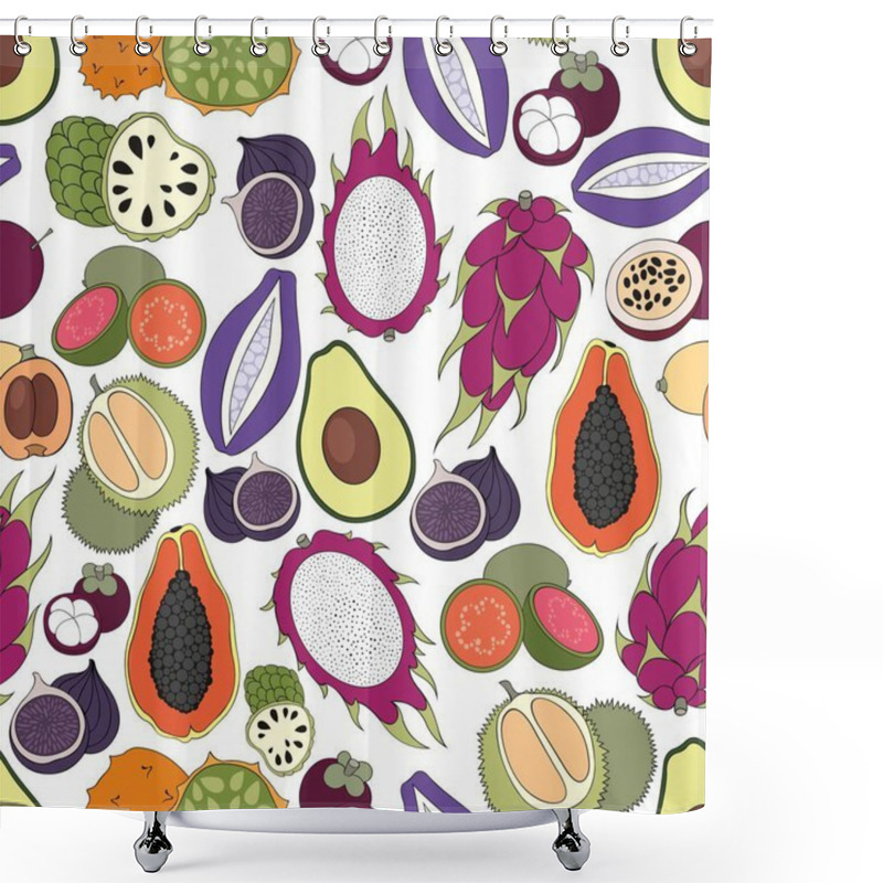 Personality  Exotic Fruits. Vector Seamless Pattern Shower Curtains