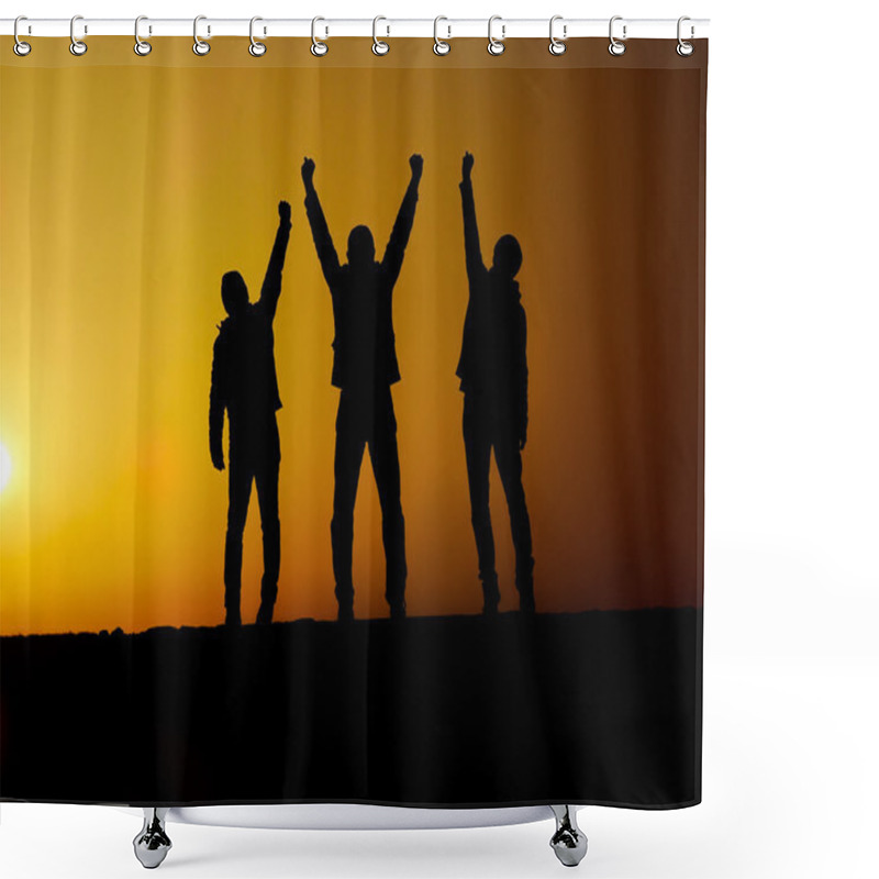 Personality  At Sunset Victory Silhouette Shower Curtains