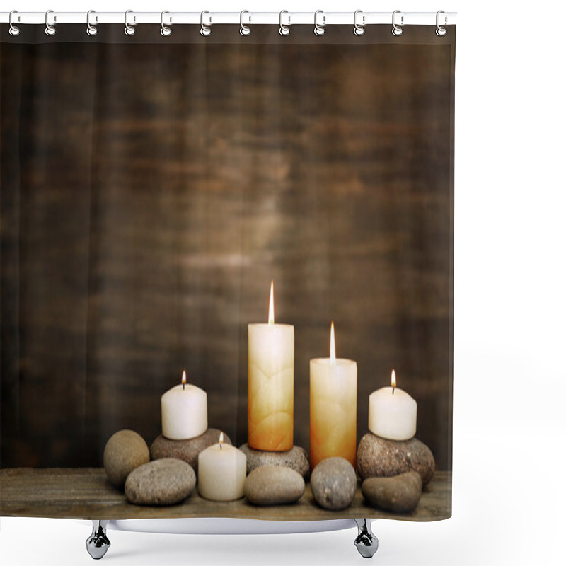 Personality  Candles And Spa Stones Shower Curtains