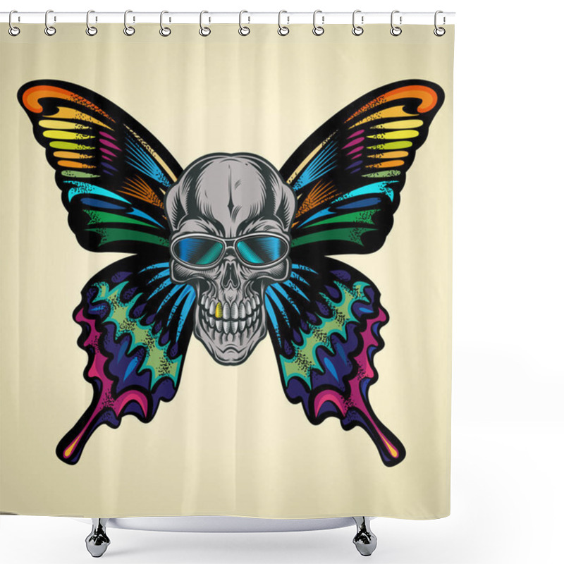 Personality  The Skeleton And Butterfly Shower Curtains