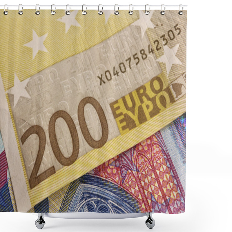 Personality  Frankfurt, Germany, Approximately Year 2003, 200 Euro Banknote Detail Shower Curtains