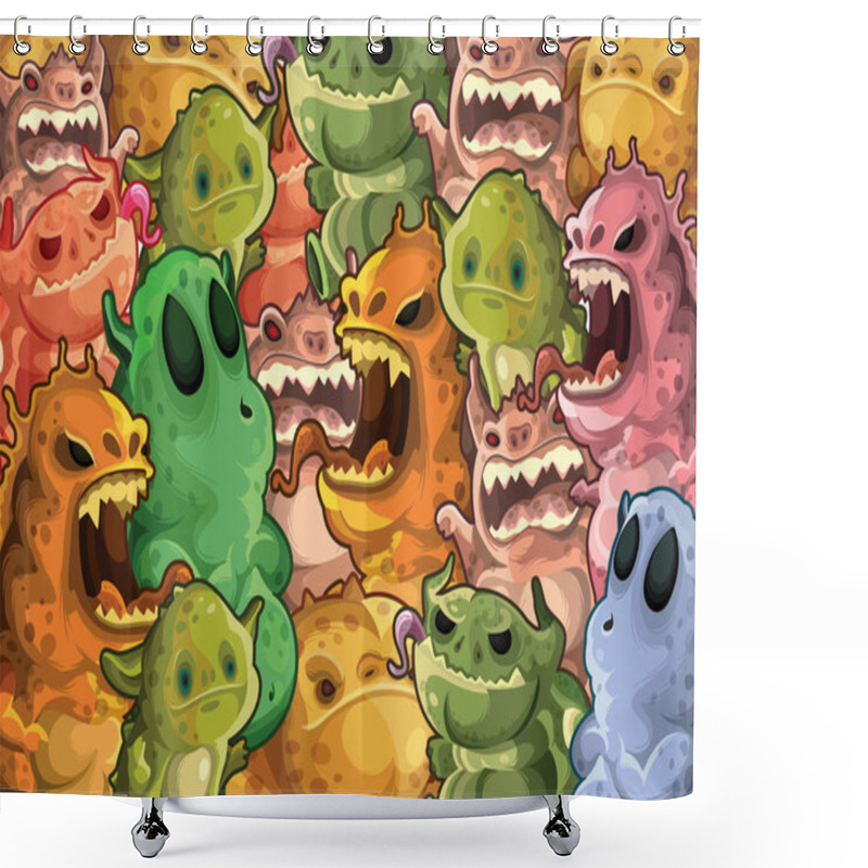 Personality  Cute Monsters Pattern Background Shower Curtains