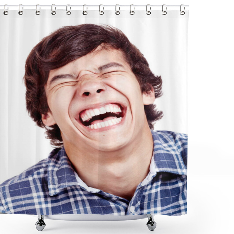 Personality  Laughing Man Closeup Shower Curtains