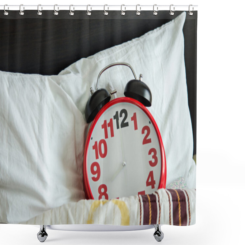 Personality  Alarm Clock Sleeping In Bed Shower Curtains