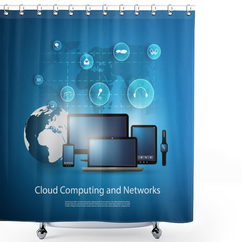 Personality  Cloud Computing And Networks Design Concept Shower Curtains